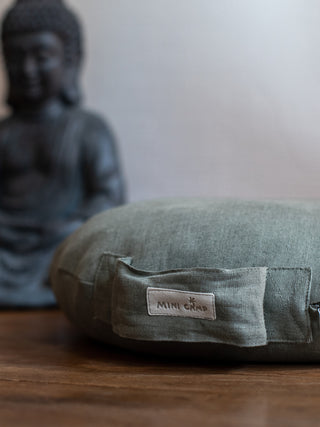 MINICAMP Yoga Pillow Meditation Cushion from 100% Linen in Forest Green