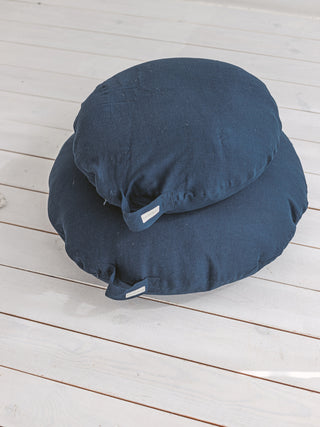 MINICAMP Yoga Pillow Meditation Cushion from 100% Linen in Navy Blue