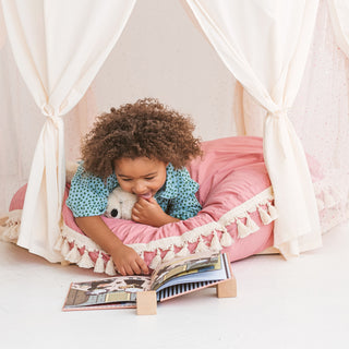 MINICAMP Large Floor Cushion with Tassels in Rose