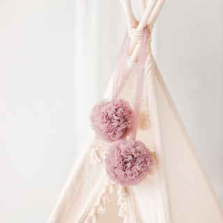 MINICAMP Dusty Rose Tulle Pom Poms – Handmade Decorative Accents