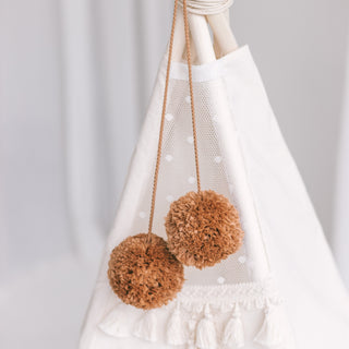 Pom Pom Teepee Tent Toppers - Decorative PomPoms |Colour: Tan