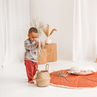 MINICAMP Floor Mat for Children with Cotton Fringes in Terracotta