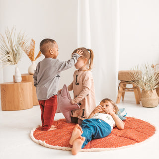 MINICAMP Floor Mat for Children with Cotton Fringes in Terracotta