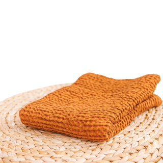 MINICAMP Linen Waffle Blanket Bath Towel in Terracotta