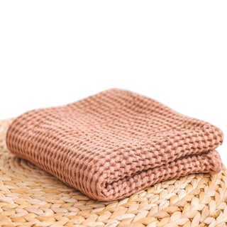 MINICAMP Linen Waffle Blanket Bath Towel in Clay Color