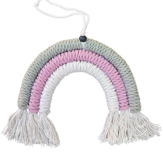 MINICAMP Macrame Rainbow Wall Hanging Art for Teepee Decor - Pink White