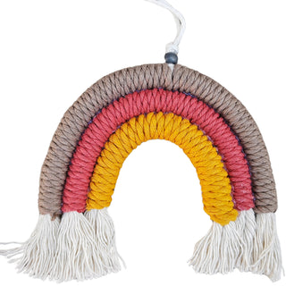 MINICAMP Macrame Rainbow Wall Hanging Art for Teepee Decor - Red Yellow