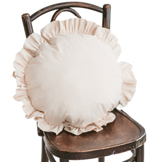 MINICAMP Round Throw Pillow with Ruffles – Soft Cotton Cushion