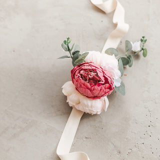 Close-up of Peony Garland Detail - Realistic Faux Flowers for Event Decoration