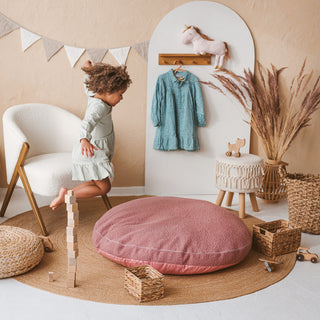 big floor cushion in rose boucle