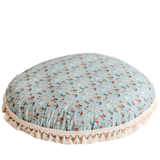 MINICAMP Large Floor Pillow in Mint and Floral Pattern