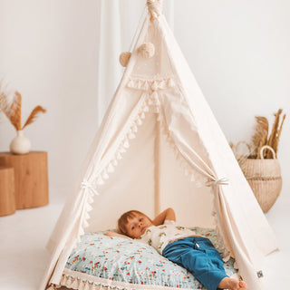 Large Floor Pillow in Mint with Tassels