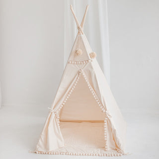 Square Children's Teepee with Pom Poms