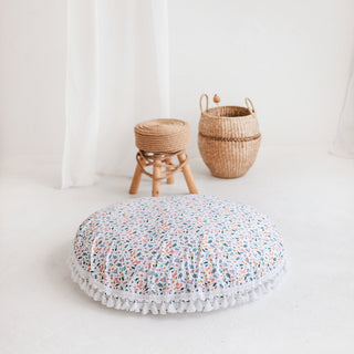 Big Floor Cushion with Floral Poplin Cover