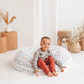 Big Floor Cushion with Floral Poplin Cover