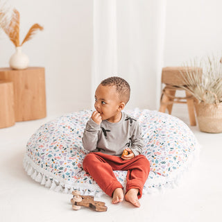 Big Floor Cushion with Floral Poplin Cover