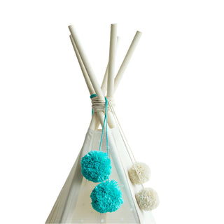 Pom Pom Teepee Tent Toppers - Decorative PomPoms |Colour: Turquoise