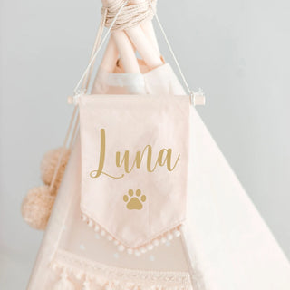 Personalized Name Banner for Teepee - Custom Cotton Flag | Gold