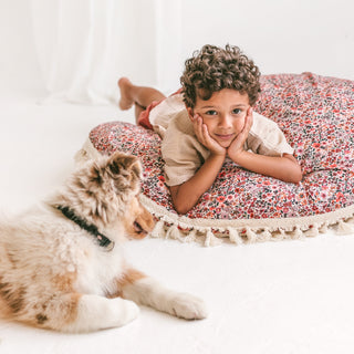 MINICAMP Big Floor Cushion with flower pattern