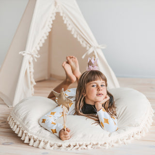 Large Floor Cushion with Tassels